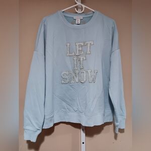 Cupcakes and Cashmere Women's (Size L) Pale Blue 'Let It Snow' Sweatshirt (NWT)
